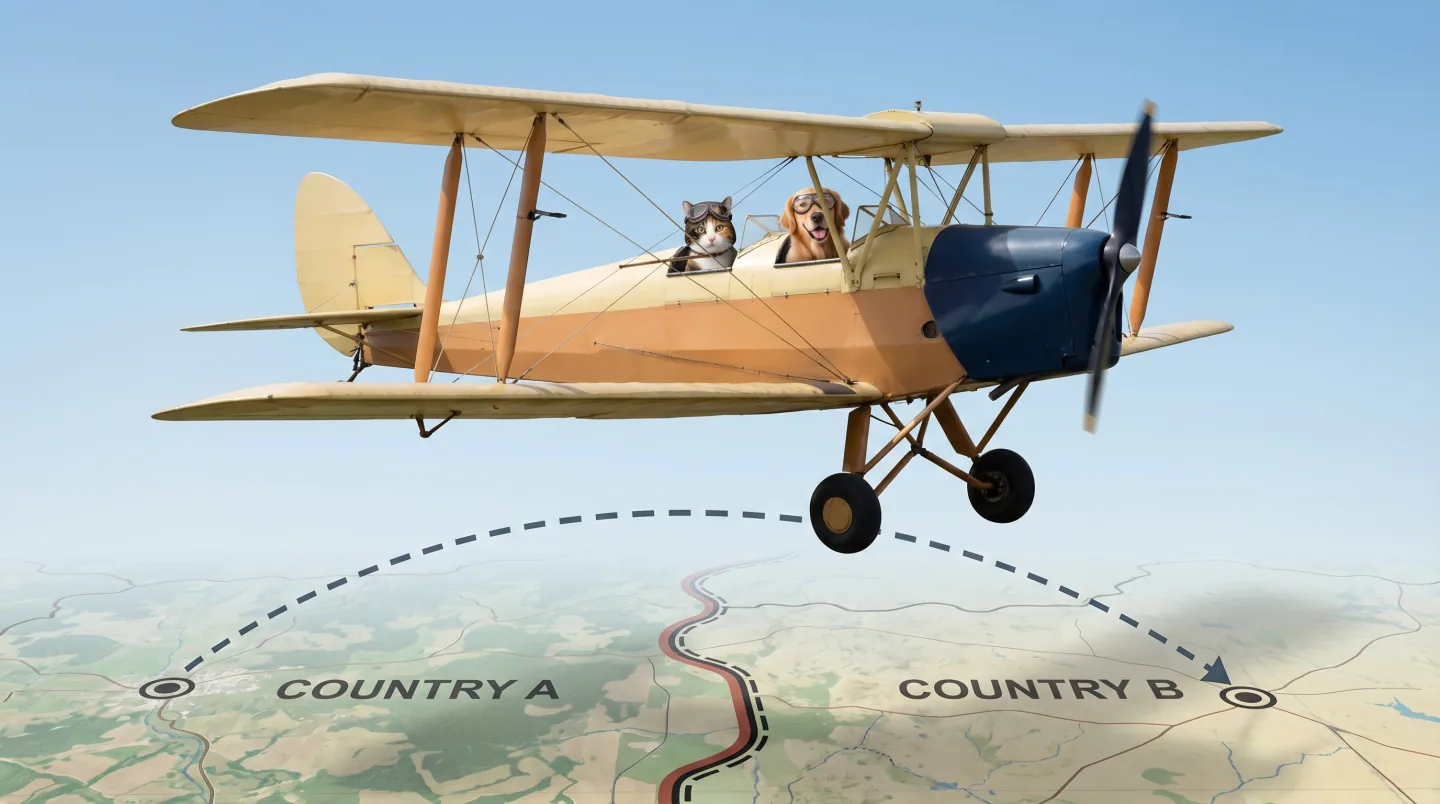 Самолет с питомцами над маршрутом между странами